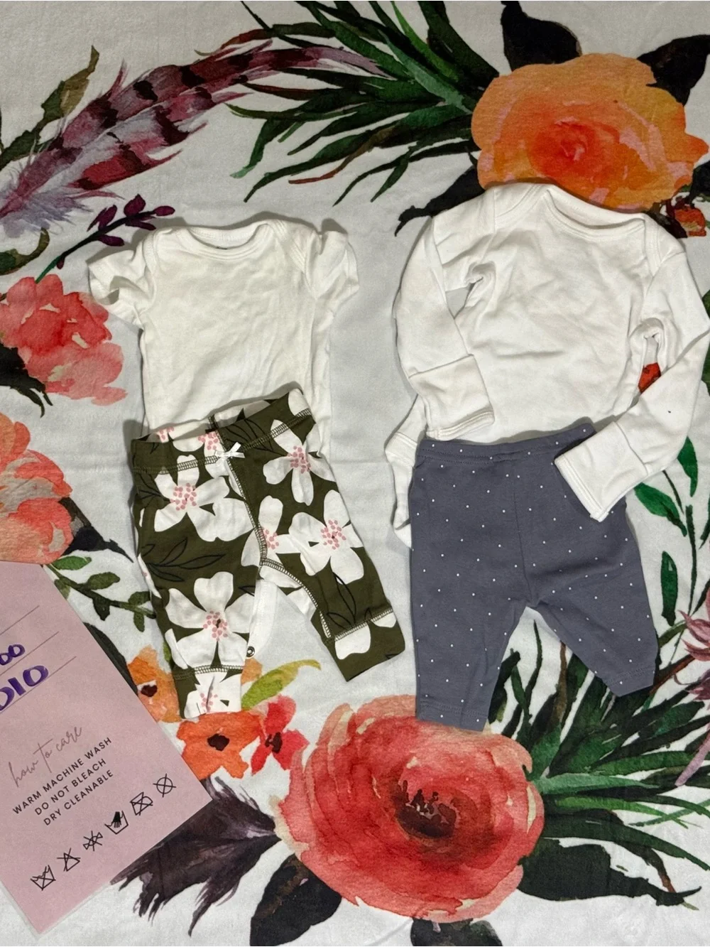Mixed Baby Girl Onesie & Legging Lot - Floral, Pink, Yellow, Gray, White